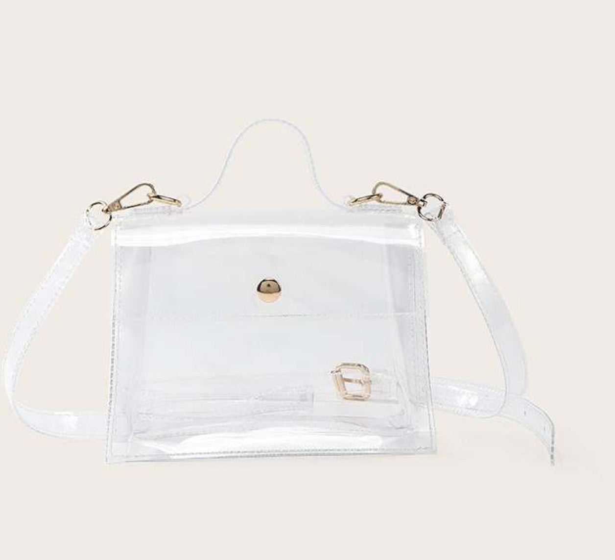 Square Stadium Approved Bag with Gold Snap Closure – Willow Gray